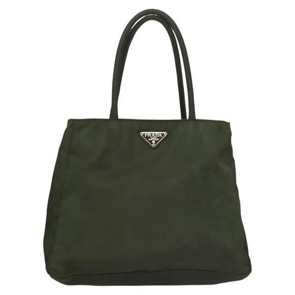 PRADA Hand Bag Nylon Khaki Silver - Picture 2 of 13